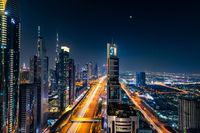 Dubai city buildings at night